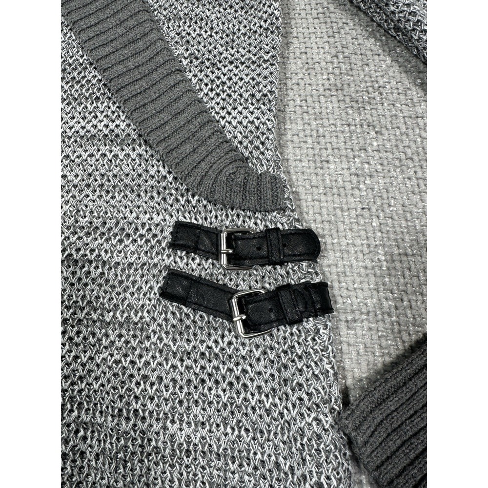 Y2K Guess Sweater Womens XS Gray Shawl Collar Buckle Fitted Pullover - Picture 7 of 11